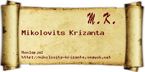 Mikolovits Krizanta névjegykártya